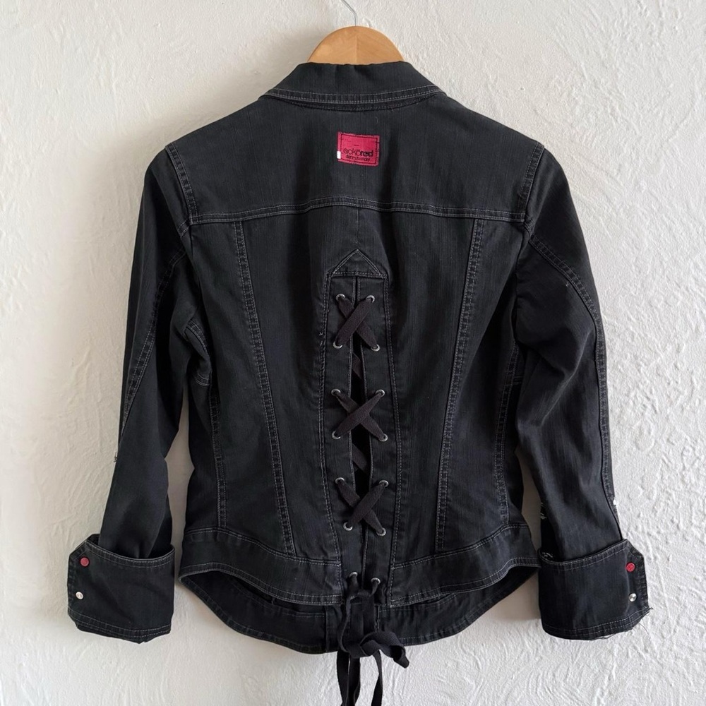 Y2K Ecko Red Black Jacket with Lace-Up Back Size M